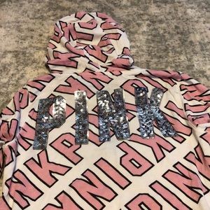 Pink logo blingy sweatshirt xs